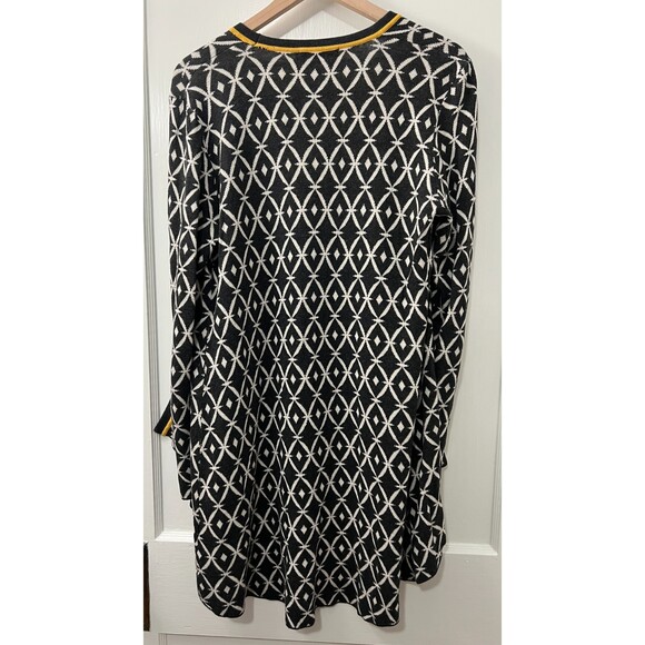 Belldini Women's Open Front Long Cardigan Black Cream Gold Yellow Size XL *READ* - Picture 3 of 12